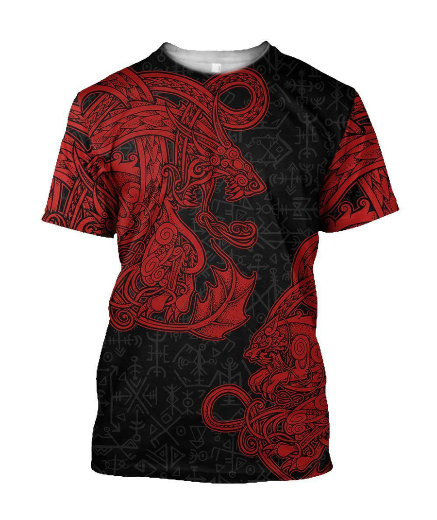 Ligerking T Shirt - Jormungandr and Fenrir Vikings 3D - ML