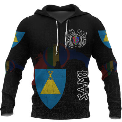 (Custom) Ligerking - Sami Flag and Map Hoodie style Viking Geri & Freki A35