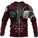 Ligerking - Zip Hoodie Raven of Odin and Symbol Viking on Blood Background A27
